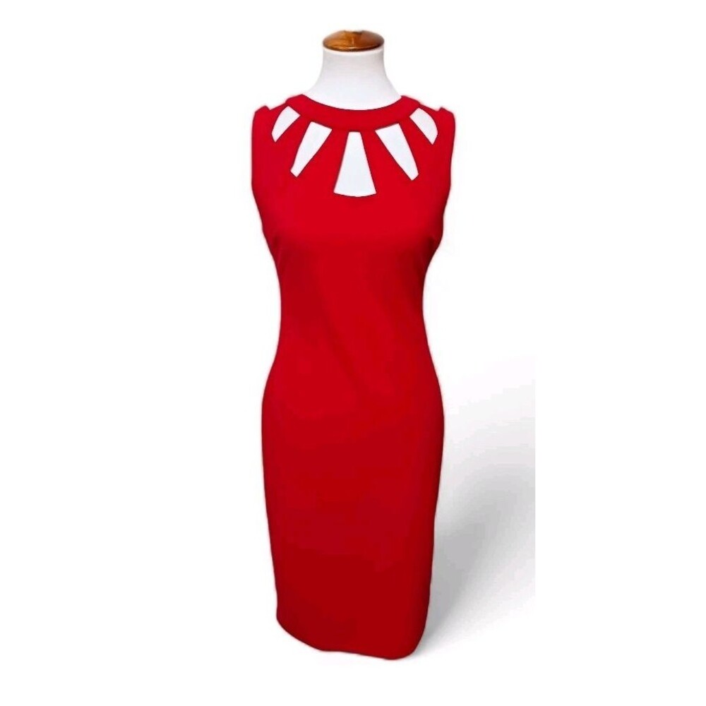 Premier Amour Y2K Sheath Bodycon Cutout Red Party Dress Women's Size 6 Christmas